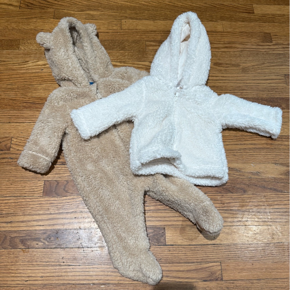 Cream and Tan Fuzzy Bear Jackets